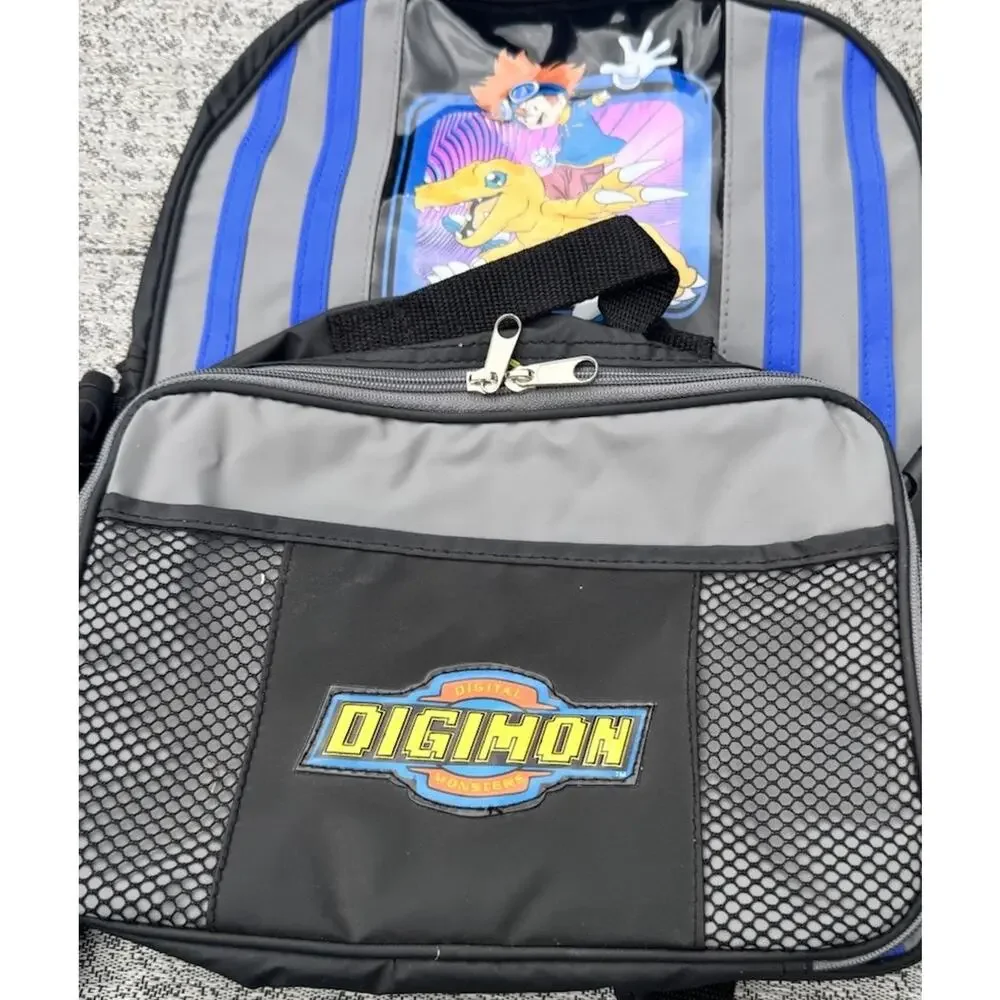 NOS Vintage Digimon Backpack Lunch Bag Set Agumon Tai Y2K Rare NWT- Hard To Find